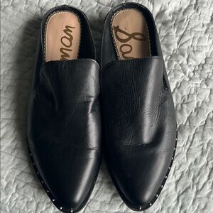 Black Leather Sam Edelman mules